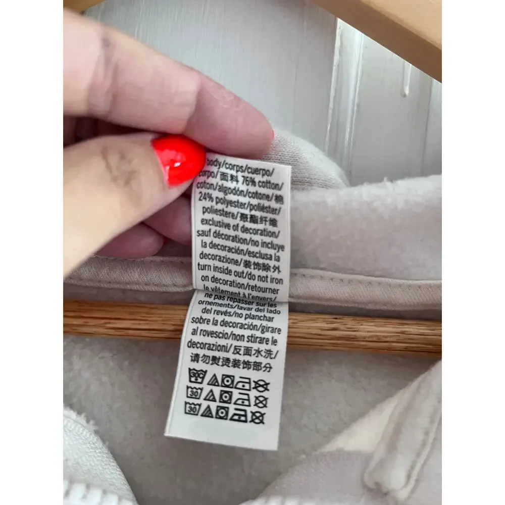 Victoria's Secret PINK Cream Green Velvet Stripe Full Zip Lounge Hoodie M | Y2k